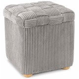 Taburet tapitat gri cu material reiat si design impletit, 40x40x45 cm