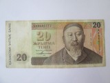 Rara! Kazahstan 20 Tenge 1993 seria:86 85 777,bancnota din imagini