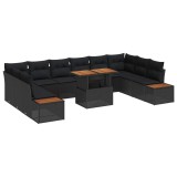 vidaXL Set de canapele pentru grădină 11 pcs Negru Rattan poli 3358842