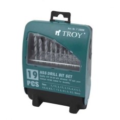 Set burghie HSS pentru metal Troy 35000, O1-10 mm, 19 piese