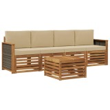 vidaXL Set de canapele de exterior cu pernă 5 pcs Natural și Bej 3383989
