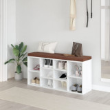 Bancheta pantofar, alb extralucios, 103x30x48 cm, lemn compozit GartenMobel Dekor, vidaXL