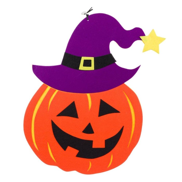 Decorațiune Halloween Fără Brand, Dovleac, P&acirc;slă, Portocaliu/Mov, 27.5x38cm, Suspendabilă