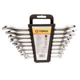 Set chei fixe duble Topex 6-22 mm, 8 piese, otel crom-vanadiu