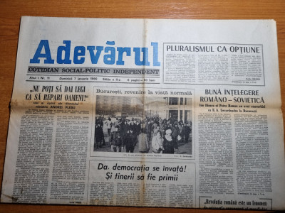 adevarul 7 ianuarie 1990-economia incotro? bucuresti revenire la viata foto