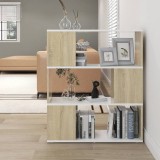 Cumpara ieftin Bibliotecă/Separator cameră alb/stejar sonoma 80x24x94 cm PAL