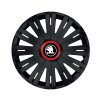 Set 4 Capace Roti pentru Skoda Nou Alb-Negru, model Active Black Cu Inel Rosu, R15, SKODA