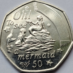50 pence 2020 Isle of Man/ Insula Man, The Mermaid, Peter Pan II, km#1668, aunc