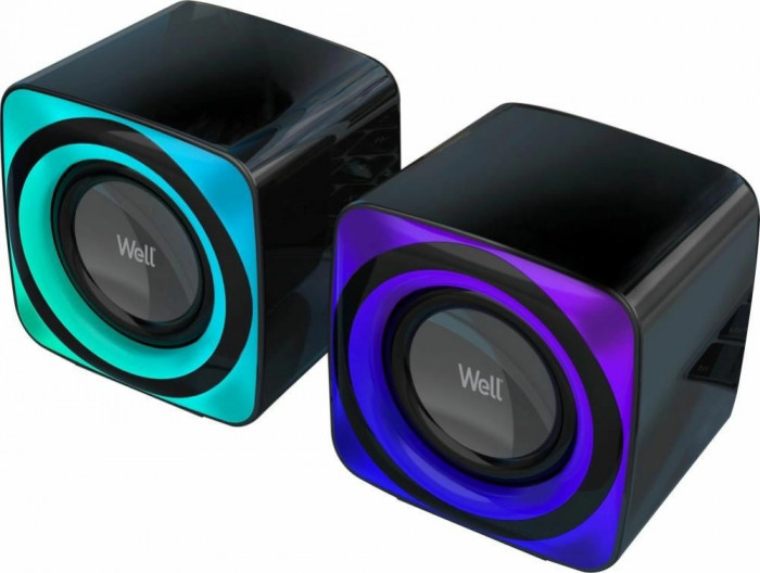 Sistem de boxe Well 2.0 BRW01 USB 18W lumina RGB Bluetooth SPKR-MM2.0-BRW01-WL