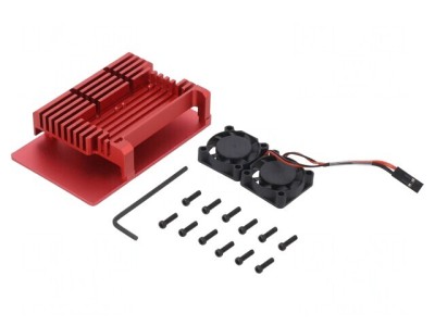 Carcasă aluminiu roșu pentru Raspberry Pi 4 B foto