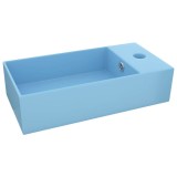 Cumpara ieftin Chiuveta de baie cu preaplin, albastru deschis, ceramica