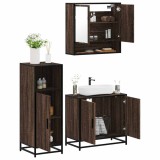 Cumpara ieftin Set mobilier de baie, 3 piese, stejar maro, lemn prelucrat