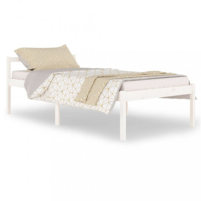 Cadru de pat, alb, 100x200 cm, lemn masiv de pin foto