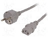 Cablu alimentare AC, 1.8m, 3 fire, culoare gri, CEE 7/7 (E/F) mufa, IEC C13 mama, LIAN DUNG -