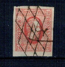 1865 - Alexandru Ioan Cuza, efigia in oval, 20 parale, stampilat