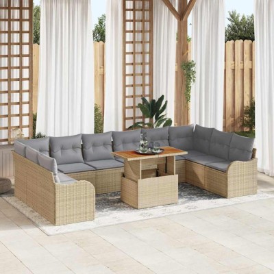 vidaXL Set de canapele pentru grădină 11 pcs Bej Rattan poli foto