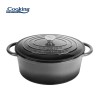 SEMIOALA FONTA OVALA EMAILATA + CAPAC 33x26.5x11.5CM, 6L MARBLE GREY,, Heinner
