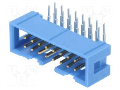 Conector IDC tată 16 pini 2x8 90&amp;deg; THT 2,54mm TE Connectivity albastru foto