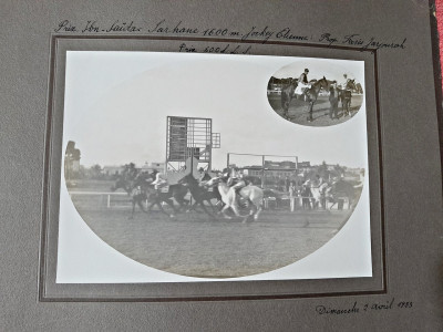 Fotografie de la o cursa de cai, America 2 aprilie 1933, cu paspartu foto