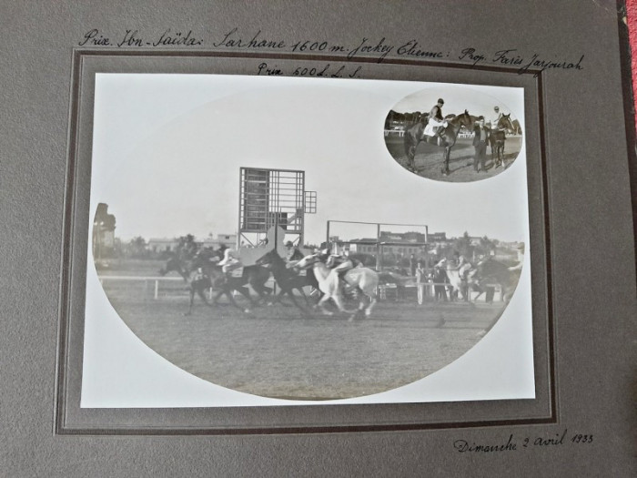 Fotografie de la o cursa de cai, America 2 aprilie 1933, cu paspartu