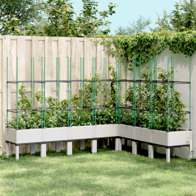 vidaXL Jardinieră de grădină cu spalier, alb, 200x160x142,5 cm PP foto