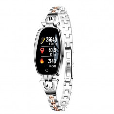 Bratara Smart Fitness Sport Argintie Waterproof si Eleganta pentru Dama H8 cu Monitorizare Somn si Cardiaca foto