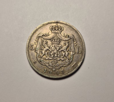 5 lei 1901 Piesa Frumoasa de Colectie foto