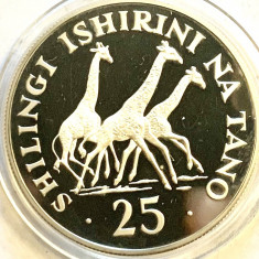 TANZANIA 25 SHILINGI 1974 PROOF,AG.925,,GR.28.28,,KM#7a.,,RARA foto