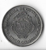 Moneda 5 colones 1975 - Costa Rica, comemorativa, America de Nord, Cupru-Nichel