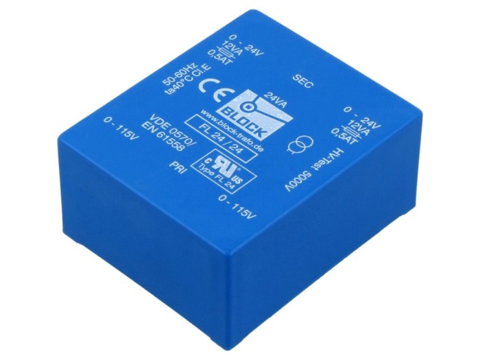 Transformator &icirc;ncapsulat 24VA, 115VACx2