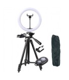 Trepied foto 102 cm ,filet 1 4,suport telefon si telecomanda bluetooth + lampa circulara LED 26 cm diametru, Dactylion