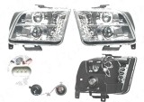 Far Ford Mustang, 09.2004-02.2009, fata, Stanga+Dreapta, cu fiber-optic Lampa pozitie; Tip= USA; H1+H1; manual; transparent, silver; tuning; omologar