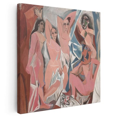 Tablou pictura Domnisoarele din Avignon de Pablo Picasso 1553 Tablou canvas pe panza CU RAMA 40x40 cm foto