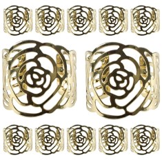 Set 12 Inele Aurii pentru servetele- Accesorii de Lux pentru Masa Ta, 43 x 42 mm