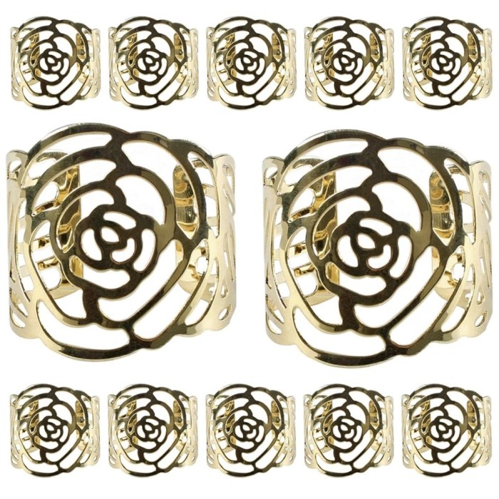 Set 12 Inele Aurii pentru servetele- Accesorii de Lux pentru Masa Ta, 43 x 42 mm