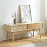 Fernsehtisch Landskrona 115x40x48 cm mit zwei Schiebet&uuml;ren Eicheoptik [en.casa] HausGarden Leisure