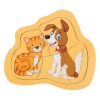 Puzzle Lemn, Model Pisică și C&acirc;ine, 5 Piese, Dimensiuni 15.5x14 cm, Oem