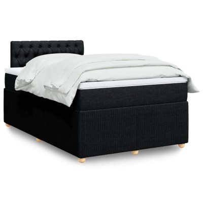 vidaXL Pat box spring cu saltea, negru, 120x200 cm, textil 3289732 foto