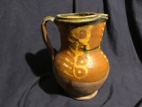 Arta / Traditie / Colectie - Vechi canceu / carafa / cana din zona gorjului model deosebit !