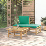 Set mobilier de gradina cu perne verzi, 3 piese, bambus GartenMobel Dekor, vidaXL