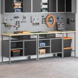 Set banc de lucru, 3 piese, roșu, oțel
