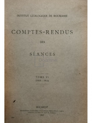 Comptes-rendus des seances, tome VI (editia 1927) foto