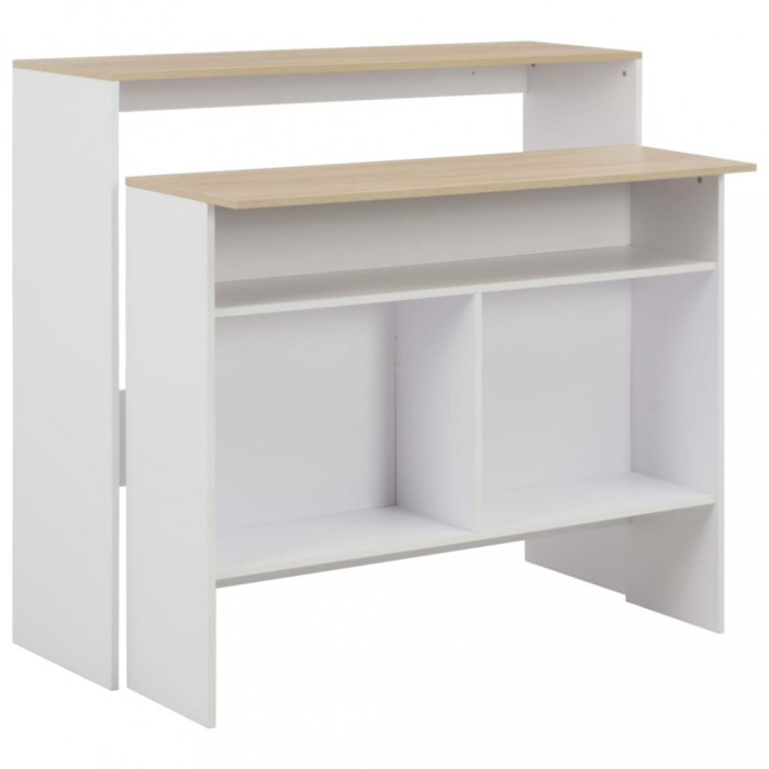 vidaXL Masă de bar cu 2 blaturi, alb și stejar, 130x40x120 cm 280220
