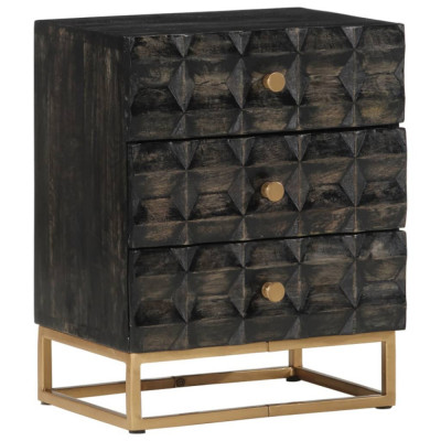 vidaXL Noptieră, negru, 40x29x50 cm, lemn masiv de mango foto