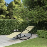 Șezlong Balansoar vidaXL Crem, Oțel &amp; Textilenă, 158x60x77cm, Tetieră, Ergonomic, Relaxare Grădină/Exterior