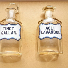 F495- 2 Sticle vechi Farmacie Tinctura GALAR si ACET LAVANDUL.