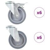 vidaXL Roți pivotante cu gaură pentru șurub, 12 buc., 100 mm 277892