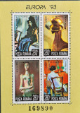 Europa &#039;93, Arta contemporana, bloc4 timbre, colita NMH, nestampilata, Romania de la 1950