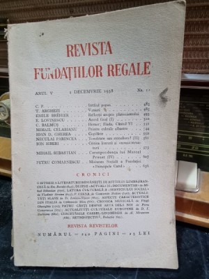 Revista Fundatiilor Regale - Anul V 1 Decembrie 1938 Nr. 12 foto