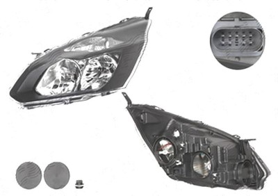 Far Ford Transit/Tourneo Custom, 03.2013-, fata, Stanga, cu daytime running light; H15+H7+PY21W+W5W; electric; negru; cu motor, DEPO foto